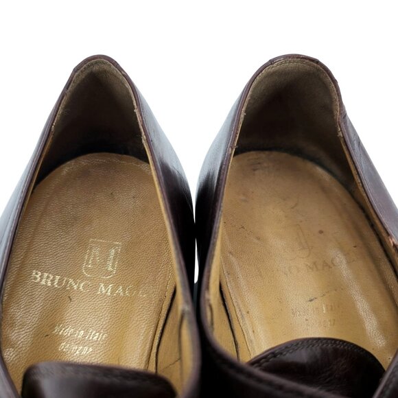 Bruno Magli Italy Mens 12M Brown Dress Shoes Leather Monk Strap Loafers Vintage - Picture 8 of 13